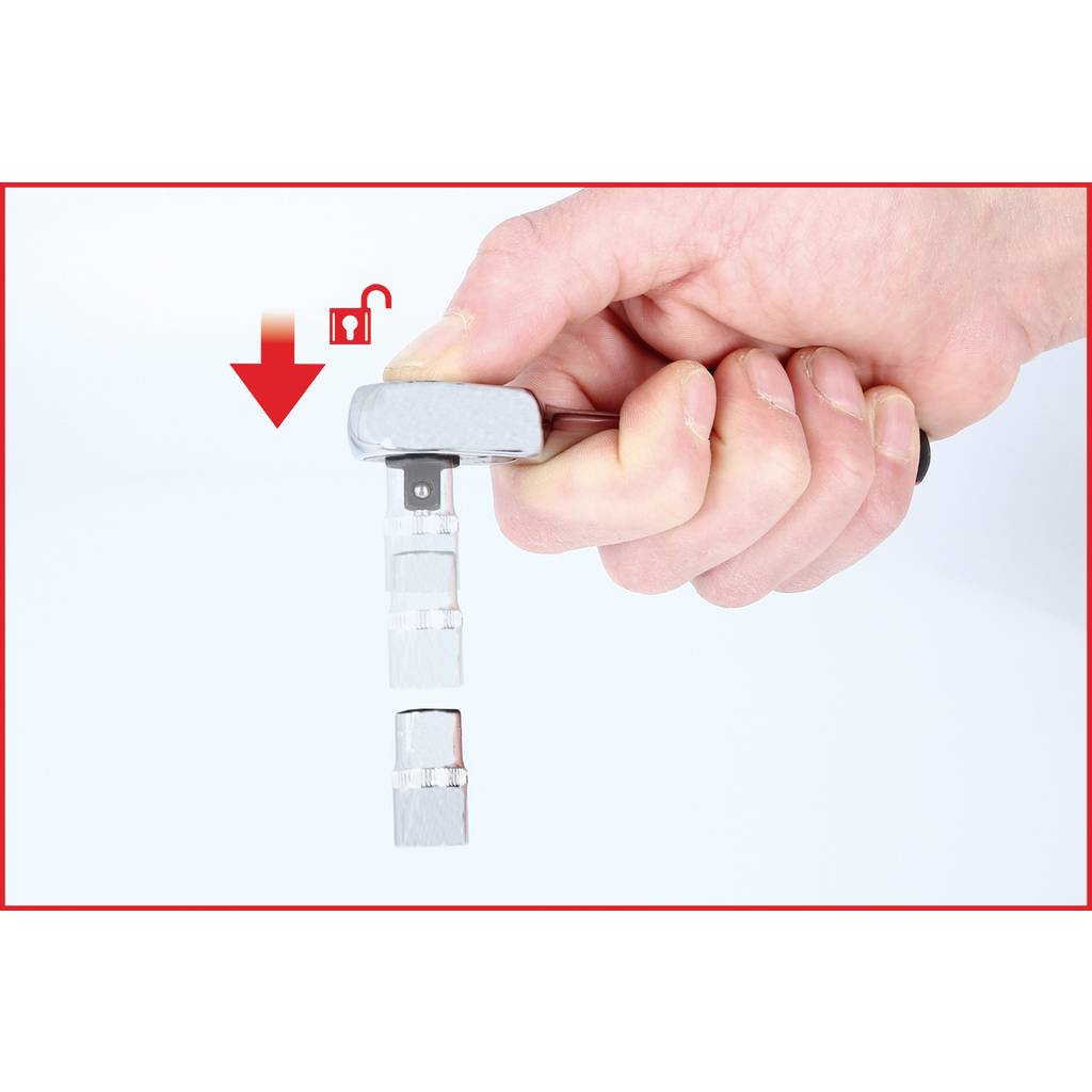 A hand holds a padlock with an arrow and lock symbol, indicating the direction to open the lock.