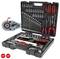 A tool case with a wide range of spanners, socket wrenches, and screwdrivers, suitable for various repair jobs.