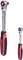 Two silver ratchet spanners with red and black handles. The left spanner is larger than the right.
