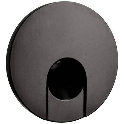 Black, round door handle with central opening, suitable for sliding doors.