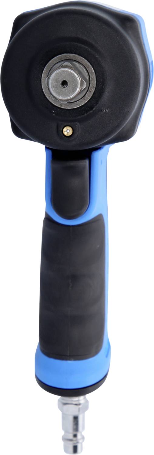 A navy blue and black high-pressure washer handle with metal connector, suitable for cleaning work.