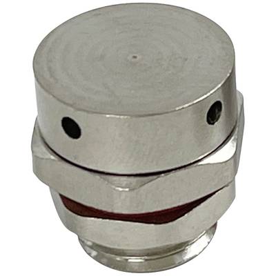 Silver hexagonal fixing screw with red sealing ring and two side holes.