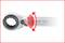 Ratchet spanner with movable head, red arrow indicates rotation direction, enables flexible access in confined spaces.