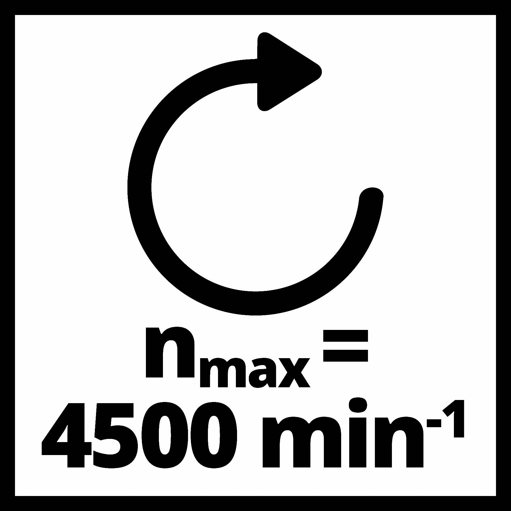 Rotational symbol with arrow and text 'n max = 4500 min⁻¹', indicating a maximum rotational speed of 4,500 revolutions per minute.