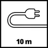 Symbol image of an electrical cable with plug, showing a length of '10 m' underneath.
