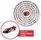 Infographic of a cordless power tool battery and many compatible red-and-black tools arranged in concentric circles, labeled 'PART OF POWER X-CHANGE FAMILY'.