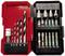 Drill and Bit Set in red case. Includes spiral drills and various screwdriver bit sizes.