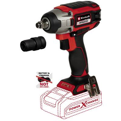 A cordless impact driver by Einhell with a red and black design. Adapter and note that battery and charger are not included.