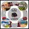 Various power tools and landscapes in a collage. Centrally positioned a charger, surrounded by equipment for construction, garden and outdoor activities.