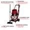 'Red and black cordless vacuum cleaner with Twin-Pack technology, high suction power, ECO/Boost mode, and stainless steel container.'