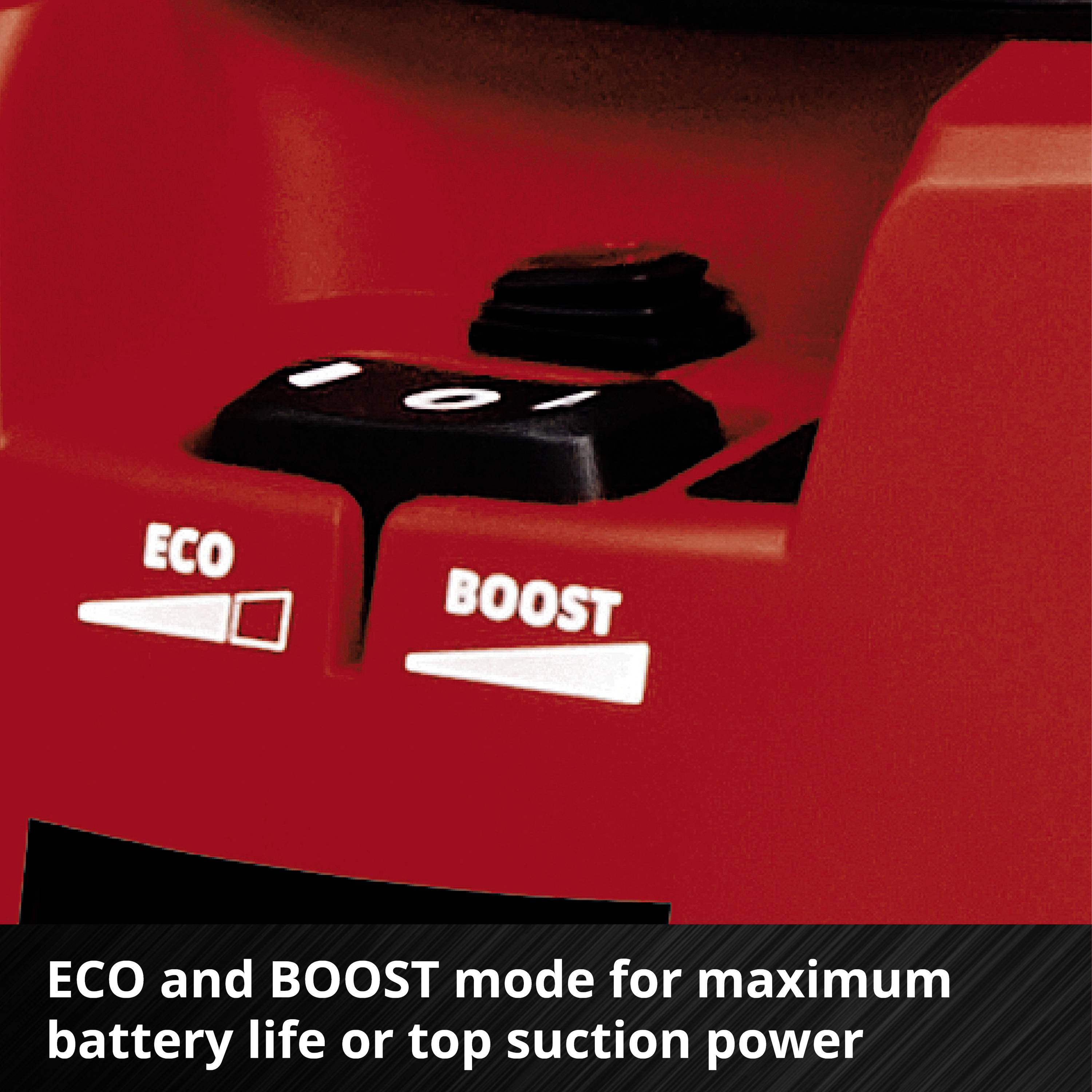 'Vacuum Cleaner Operating Modes: ECO for Extended Battery Life, BOOST for Maximum Suction Power.'