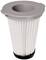 A cylindrical air filter with white pleats and a grey cap, a typical design for vacuum cleaners or air purifiers.