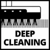 Toilet brush symbol with the text 'Deep Cleaning' underneath. Symbolises thorough cleaning.