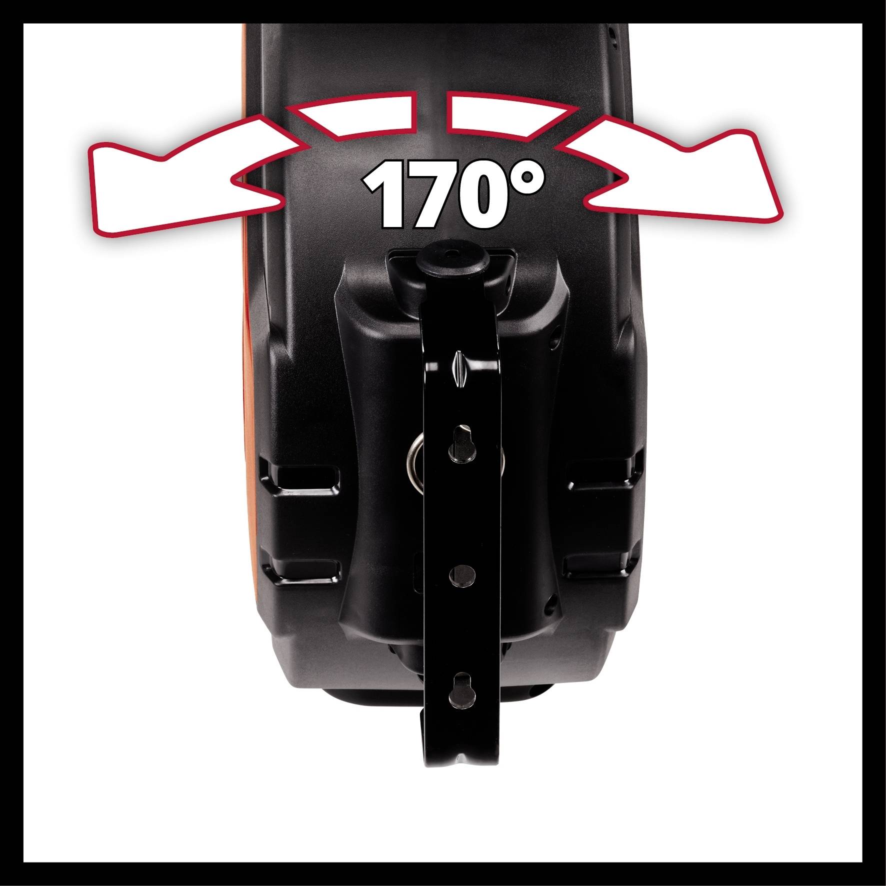 The image depicts a device with a 170-degree view. Arrows emphasise the viewing angle from left to right on the front side.