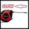 Einhell extension cable with 'SLOW' text and a large arrow pointing left.