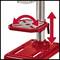 'Illustration of an adjustable platform with arrows indicating rotation and height adjustment along a vertical pole.'