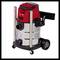 A red and silver workshop vacuum cleaner with wheels and handle. Suitable for industrial and workshop cleaning.