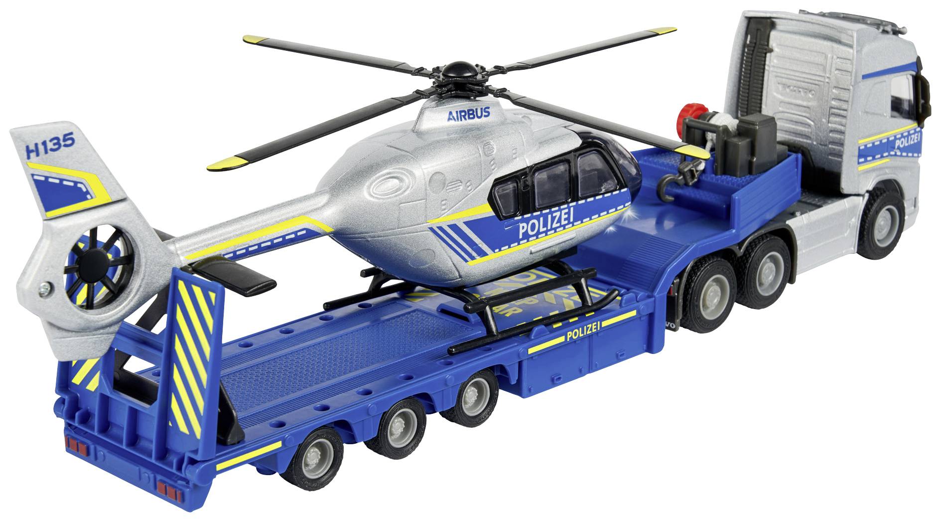 Majorette Volvo Truck + Airbus H135/H145 Police Helicopter