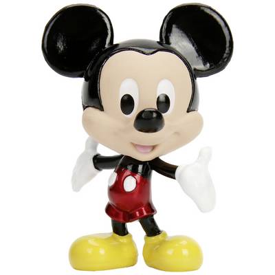 A small figurine of an animated mouse with large round ears, wearing a red suit and yellow shoes. It raises one hand in a cheerful gesture.
