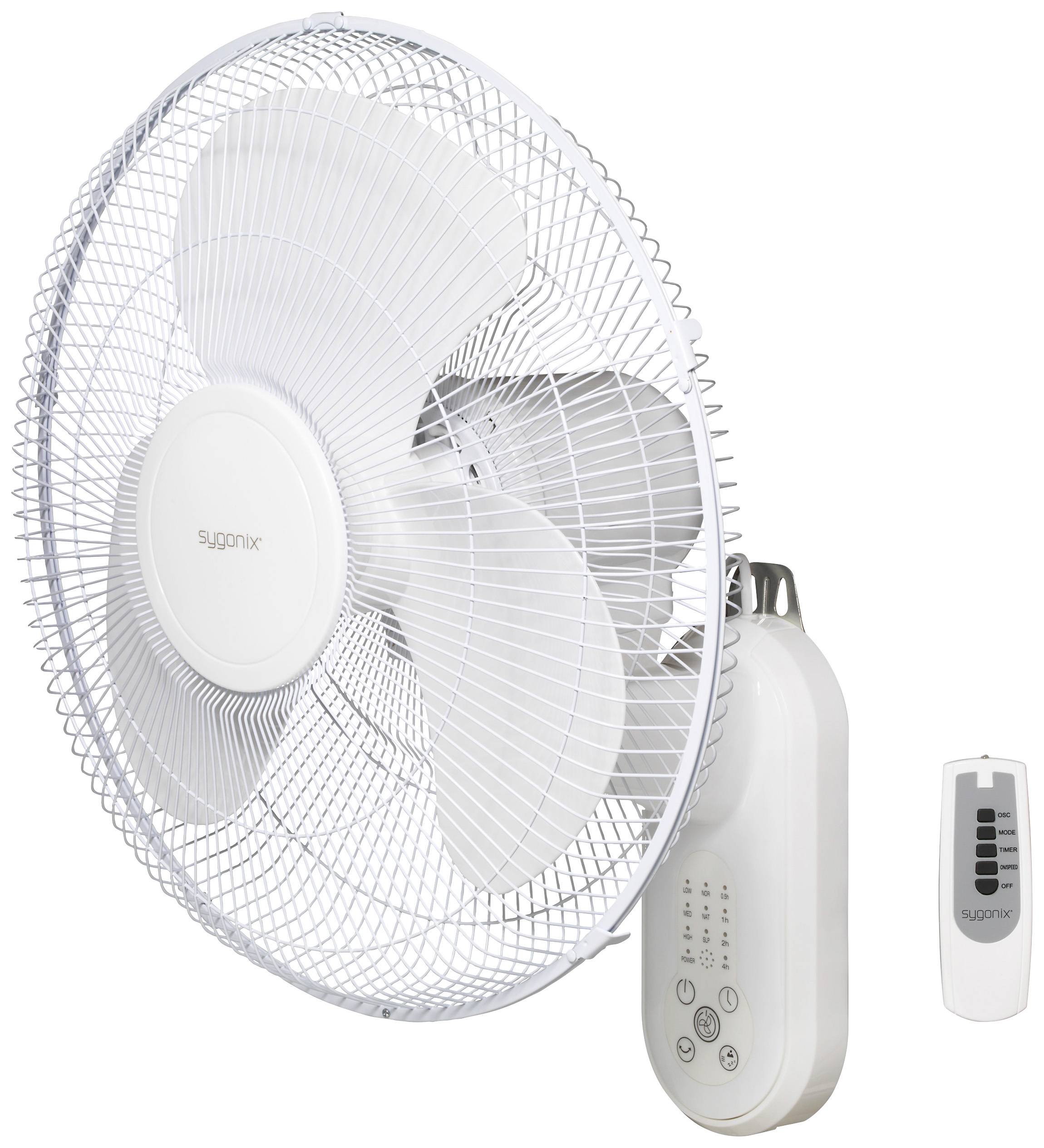 Sygonix Wall fan 45 W (L x W x H) 335 x 535 x 430 mm White Oscillating, incl. remote control, Timer-0