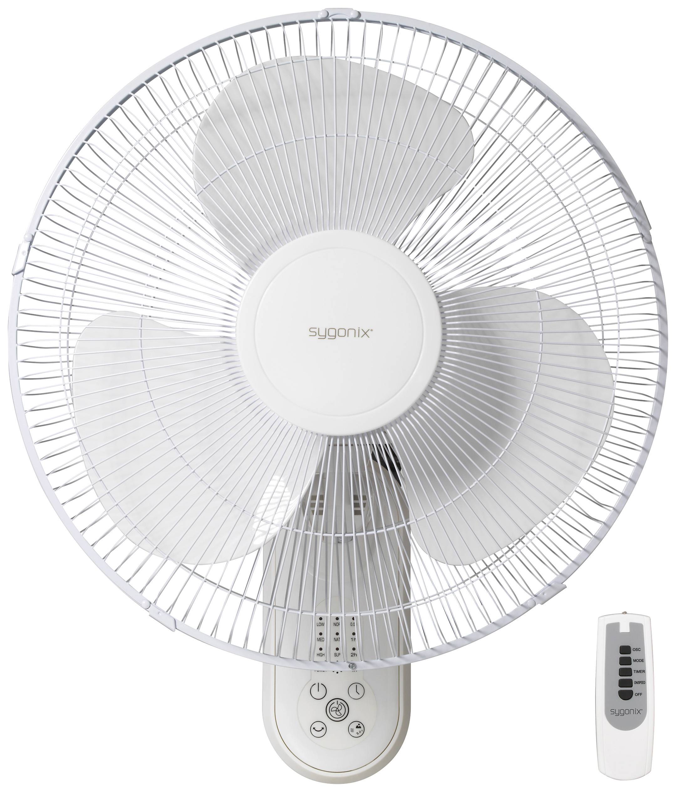 Sygonix Wall fan 45 W (L x W x H) 335 x 535 x 430 mm White Oscillating, incl. remote control, Timer-1