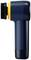 Electric cleaning brush in navy blue with a black brush head, side view. Ideal for versatile surface cleaning.