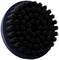 Black round brush attachment with dense bristles, suitable for deep cleaning on various surfaces.