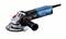 Blue Bosch angle grinder with a black handle and Bosch logo, displayed against a white background.