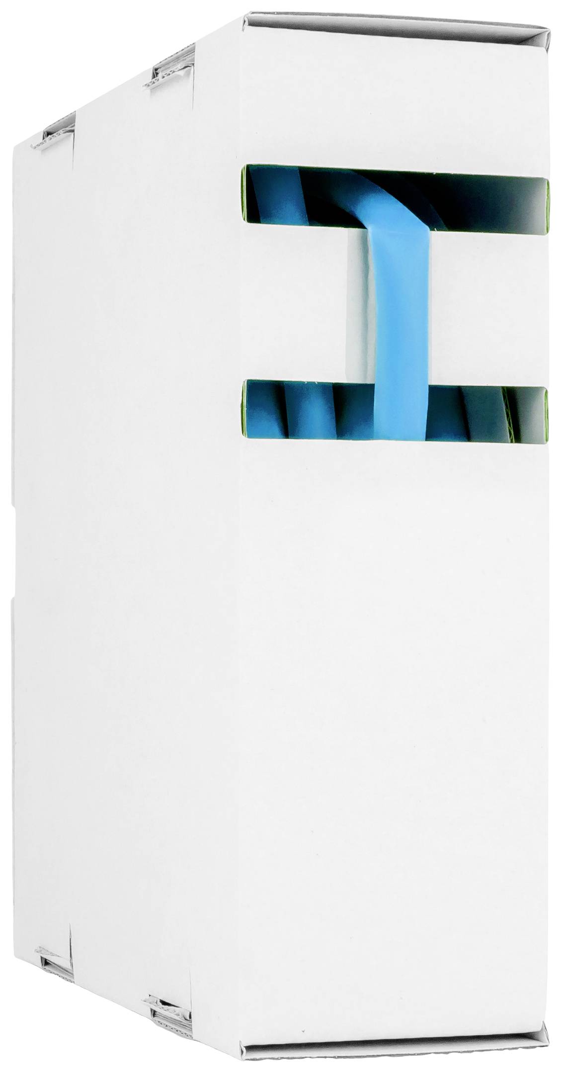 A white box with blue network cables protruding through slots.