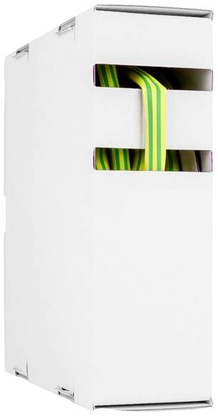 White box with a green-yellow ribbon peeking out from a side slit.