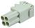 Grey four-pole connector with a rectangular housing and four round inlets, suitable for electrical engineering applications.