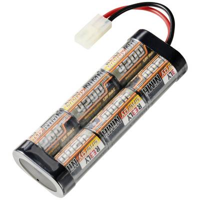 A rectangular NiMH battery with six cells, marked with '4200mAh'. It has two wires and a white connector.