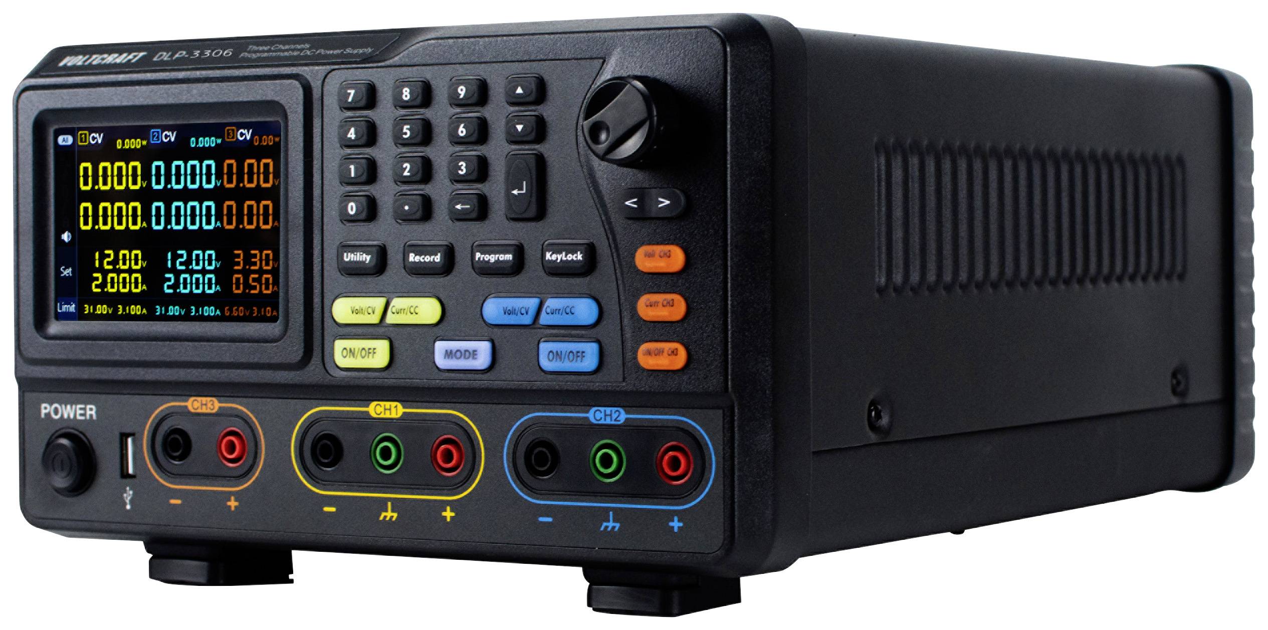 VOLTCRAFT DLP-3306 Bench PSU (adjustable voltage) 0 - 30 V 0 - 6 A 378 W RS232, USB , LAN slave communication protocol No. of outputs 3 x