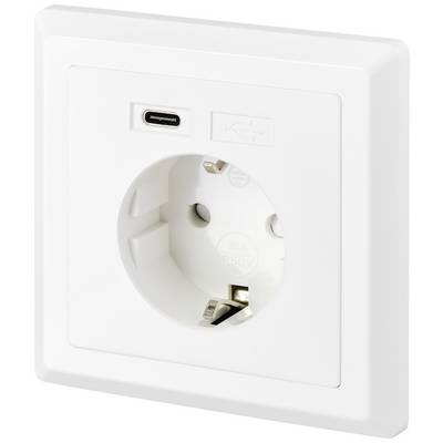 White wall socket with integrated USB-C port.