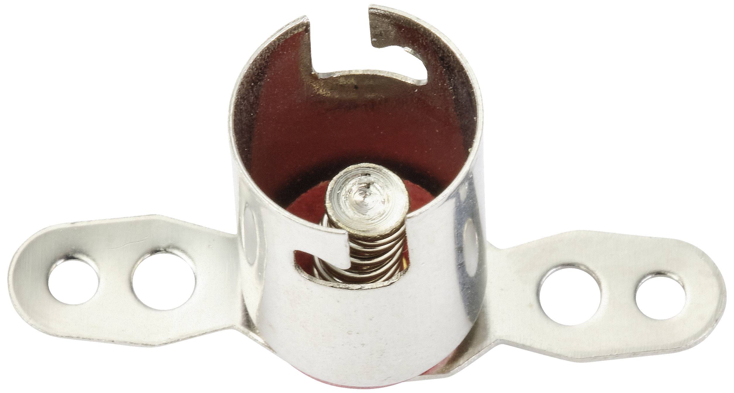 Metal mounting bracket with a circular opening and fixing holes on the sides.