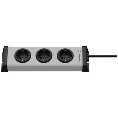 Triple power strip with black cable, suitable for connecting multiple electrical devices.
