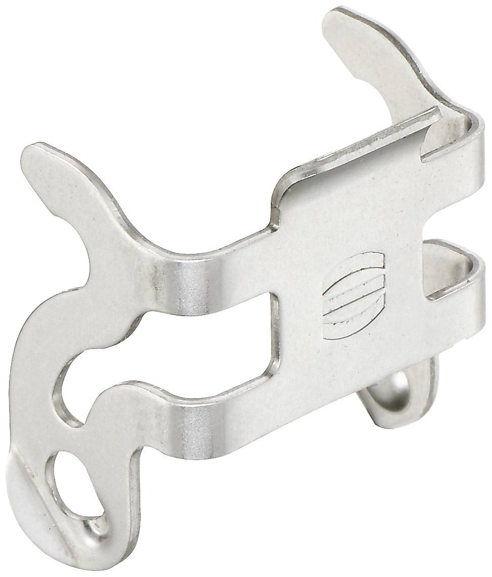 Metal tool with a curved design and milled-in logo. Serves as a key for specific devices or machines.