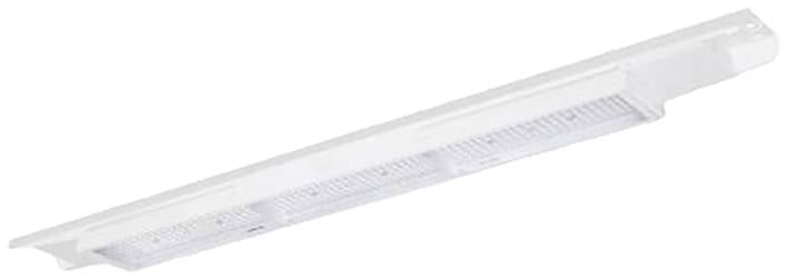 White LED light in an elongated design, suitable for ceiling mounting in indoor spaces such as offices or shops.