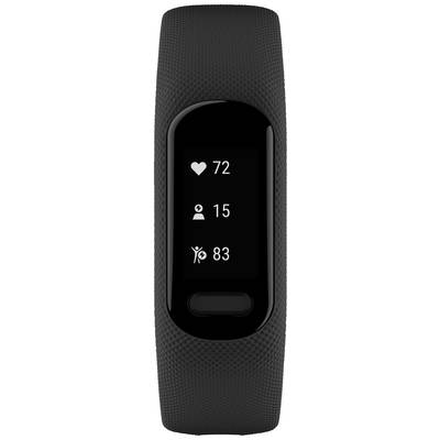 A fitness tracker displays heart rate '72', steps '15', and activity points '83' on a black wristband.