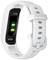 A white fitness wristband with sensors on the back. Ideal for health and fitness tracking.