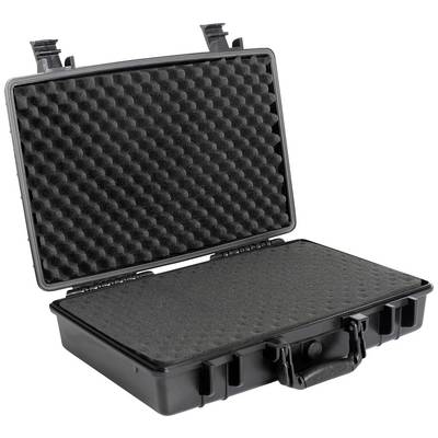 A black, open hard-shell case with foam lining, suitable for the secure transportation of delicate items.