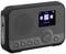 Portable internet radio with display and speakers. Shows time and icons for navigation and music on the screen.