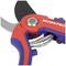 Close-up of a red and blue garden secateurs by the brand 'Workpro'. It shows a spring on the blade and a logo above the pivot point.