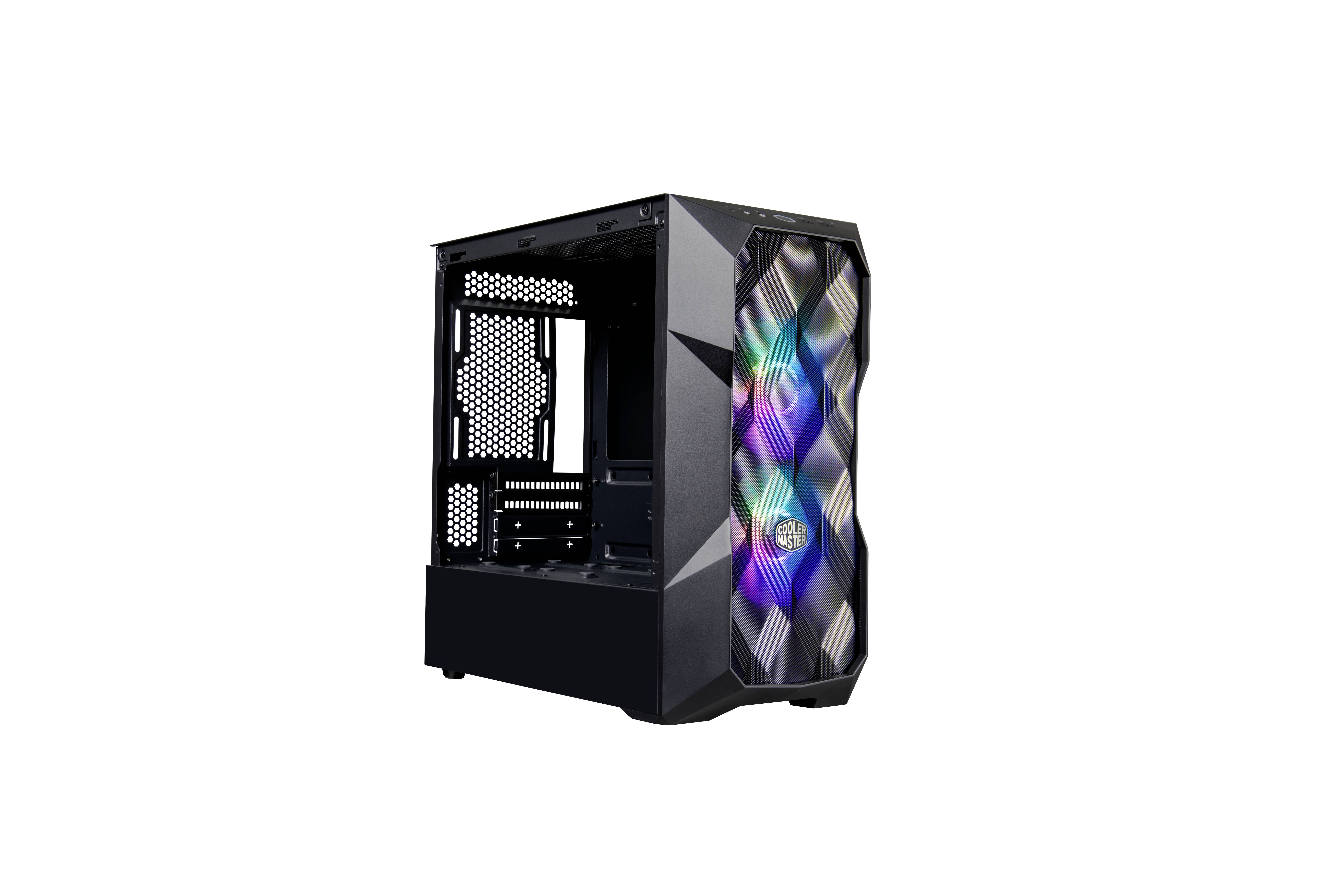 Cooler Master TD300 Mesh Midi tower PC casing Black 2 builtin LED fans