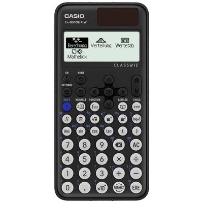 Casio FX-800DE CW  Pocket calculator Black Display (digits): 17 solar-powered, battery-powered (W x H x D) 77 x 10.7 x 1