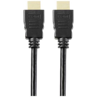 Two black HDMI cables with gold-plated connectors, used for transmitting audio and video signals.