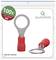 Figure shows red cable lugs by QUADRIOS, pack of 100, for 0.5-1.5mm², M8. Product number: 22C444.
