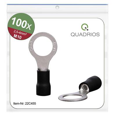 Quadrios 22C455 Ring terminal  Cross section (max.)=4.0 mm² Hole Ø=10.5 mm Partially insulated Black 1 Set 
