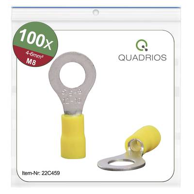 Quadrios 22C459 Ring terminal  Cross section (max.)=6.0 mm² Hole Ø=8.5 mm Partially insulated Yellow 1 Set 