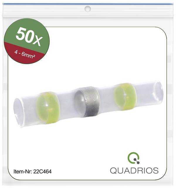 Quadrios 22C464 Butt joint + heatshrink 4.0 mm² 6.0 mm² Insulated Yellow 1 Set